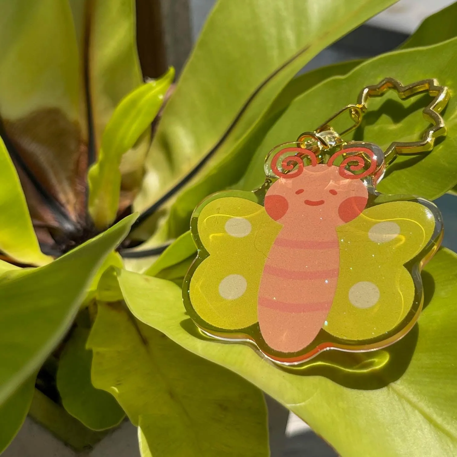Acrylic Keychain - Butterfly Olive
