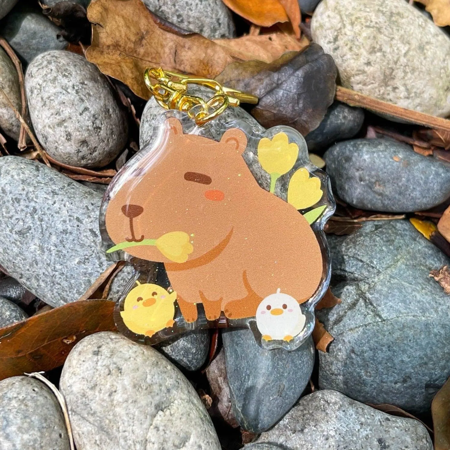 Acrylic Keychain - Capybara in Spring