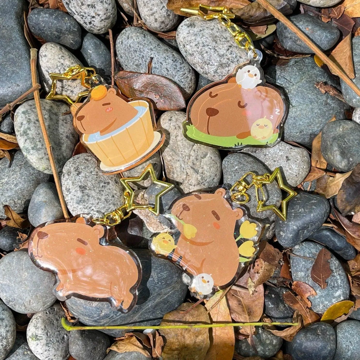 Acrylic Keychain - Capybara in Spring