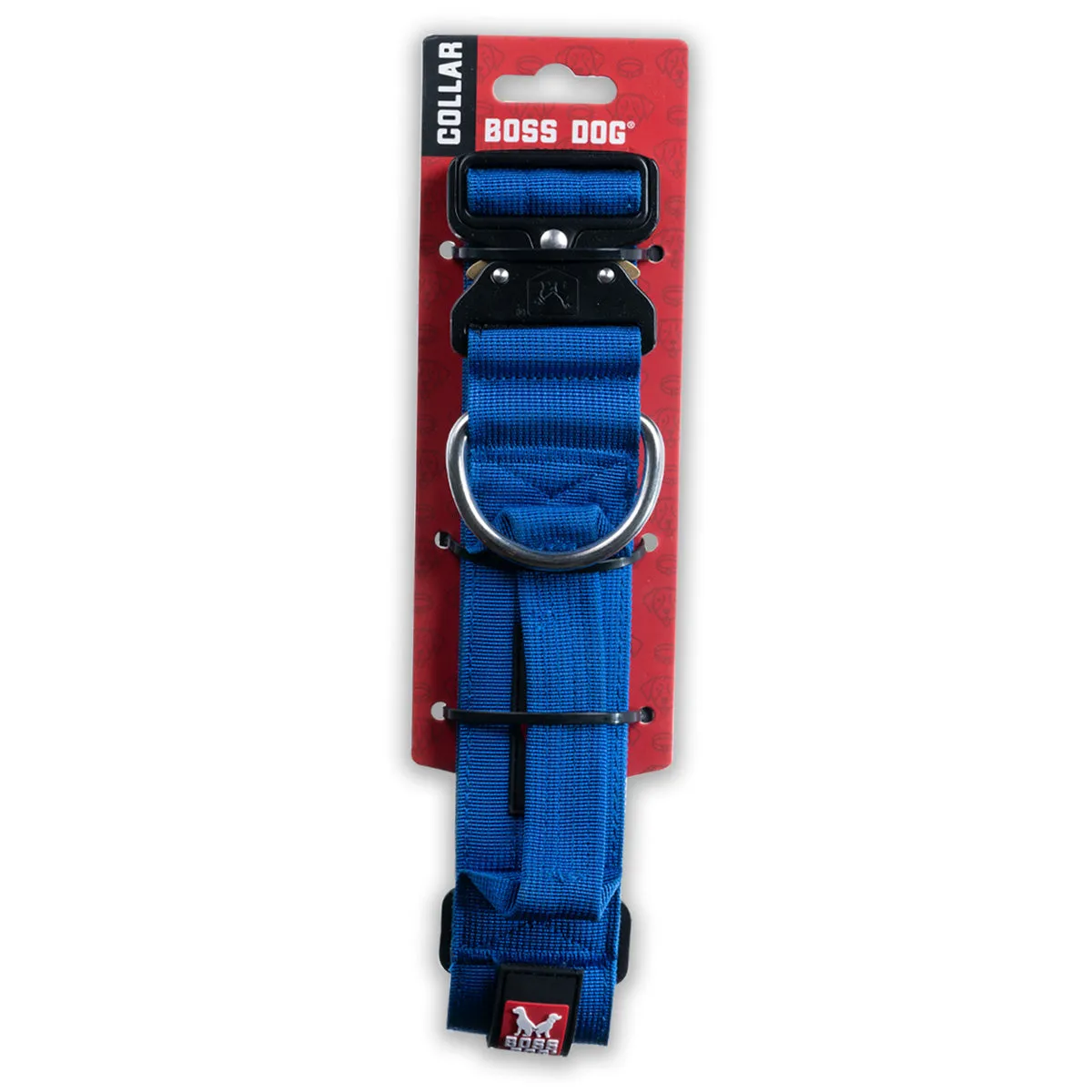 Boss Dog Tactical Collar 1.5" Wide 15"-18" Medium Solid Blue