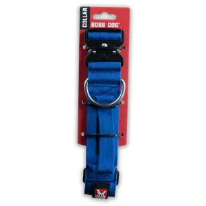 Boss Dog Tactical Collar 1.5" Wide 15"-18" Medium Solid Blue