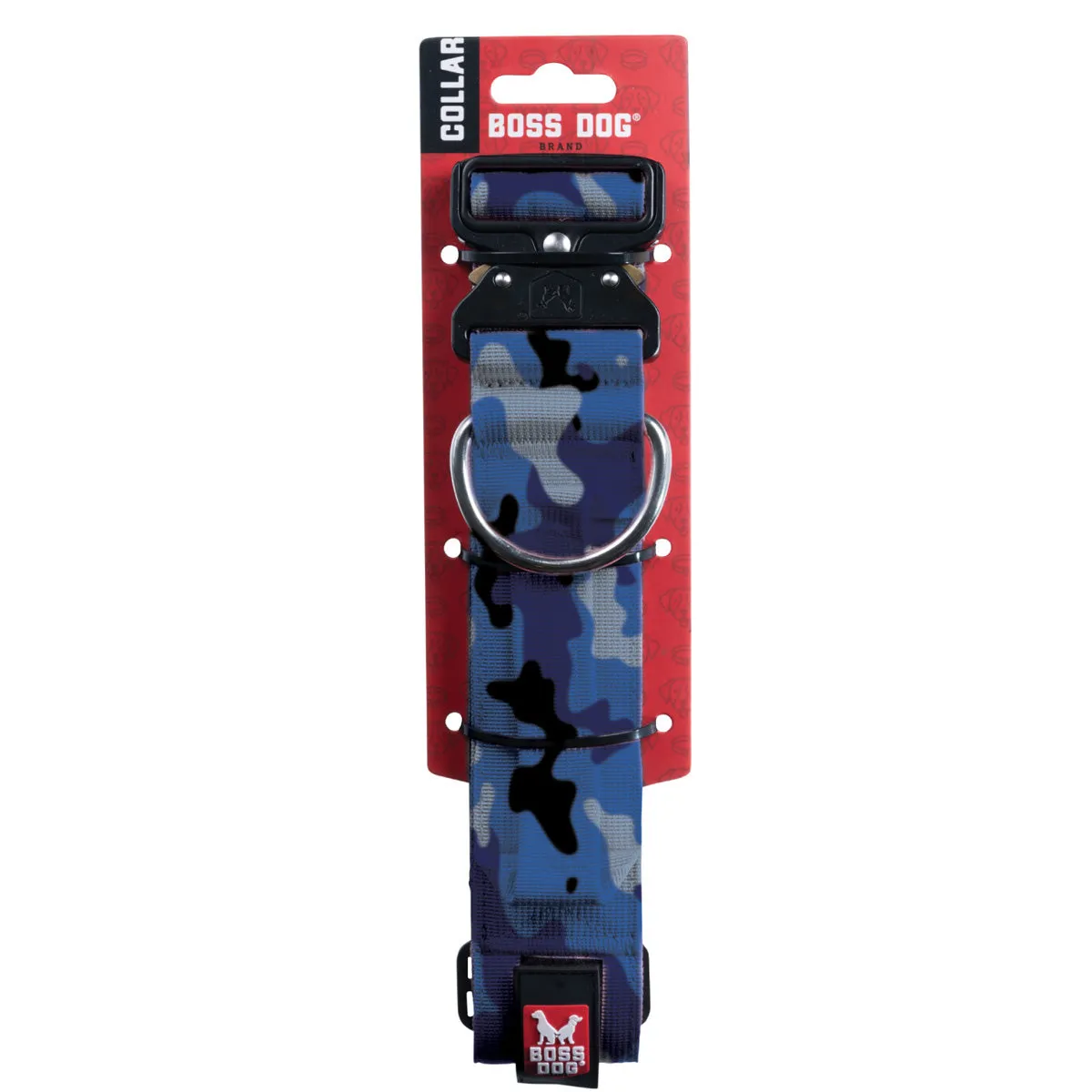 Boss Dog Tactical Collar 1.5" Wide 17"-22" Large Camo Blue