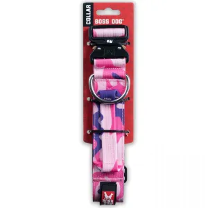 Boss Dog Tactical Collar 1.5" Wide 17"-22" Large Camo Pink