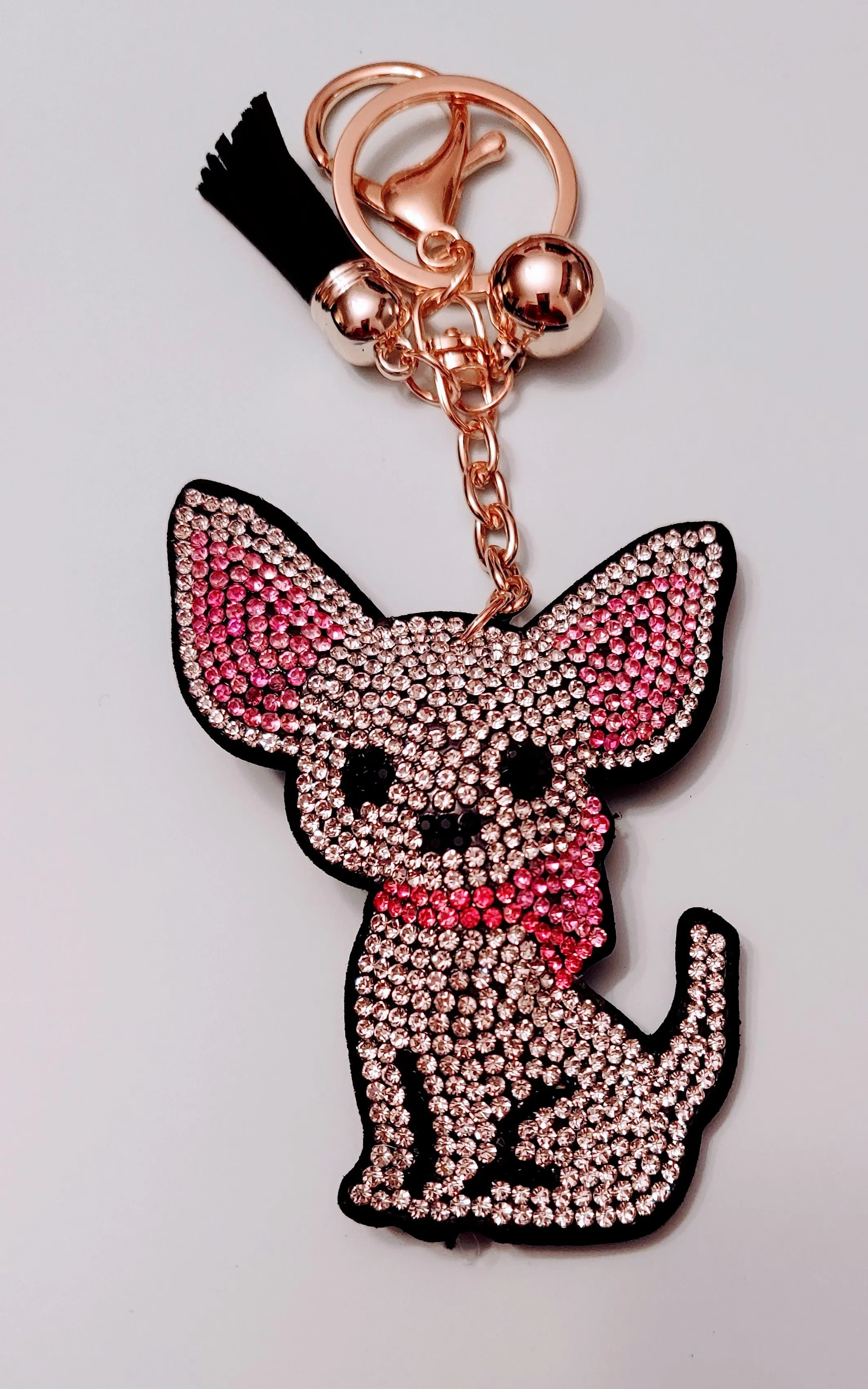 Chihuahua Crystal Rhinestone Dog Keychain, Key Fob or Purse or Backpack Charm 2 colors