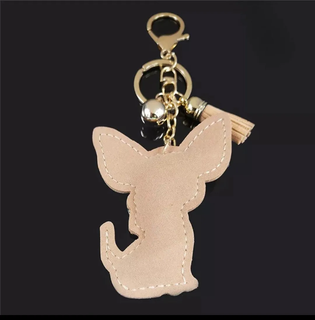 Chihuahua Crystal Rhinestone Dog Keychain, Key Fob or Purse or Backpack Charm 2 colors