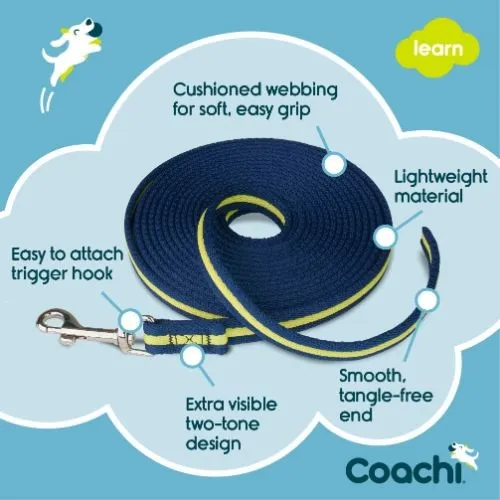 Coachi Navy & Lime Dog Training Lead - 5m