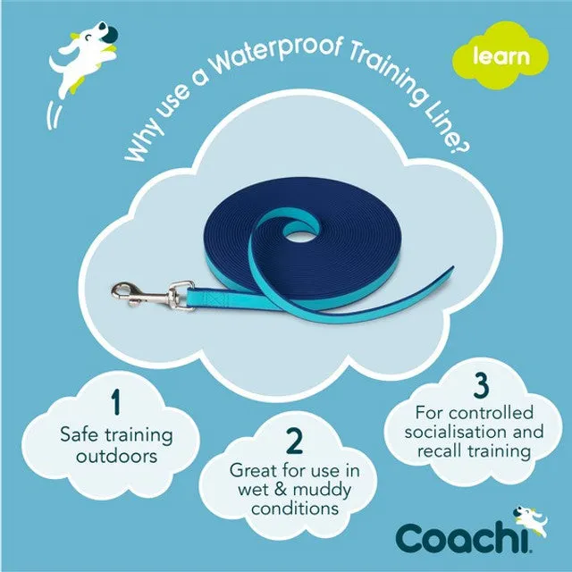 Coachi Waterproof Training 10m Long-Line Lead in Navy & Blue