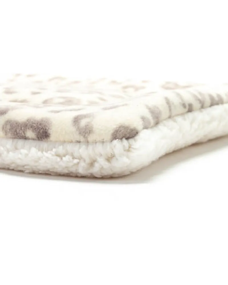 Cream Leopard Plush Fleece Pet Napping Mat (Made in the USA) (FINAL SALE)
