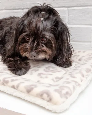 Cream Leopard Plush Fleece Pet Napping Mat (Made in the USA) (FINAL SALE)