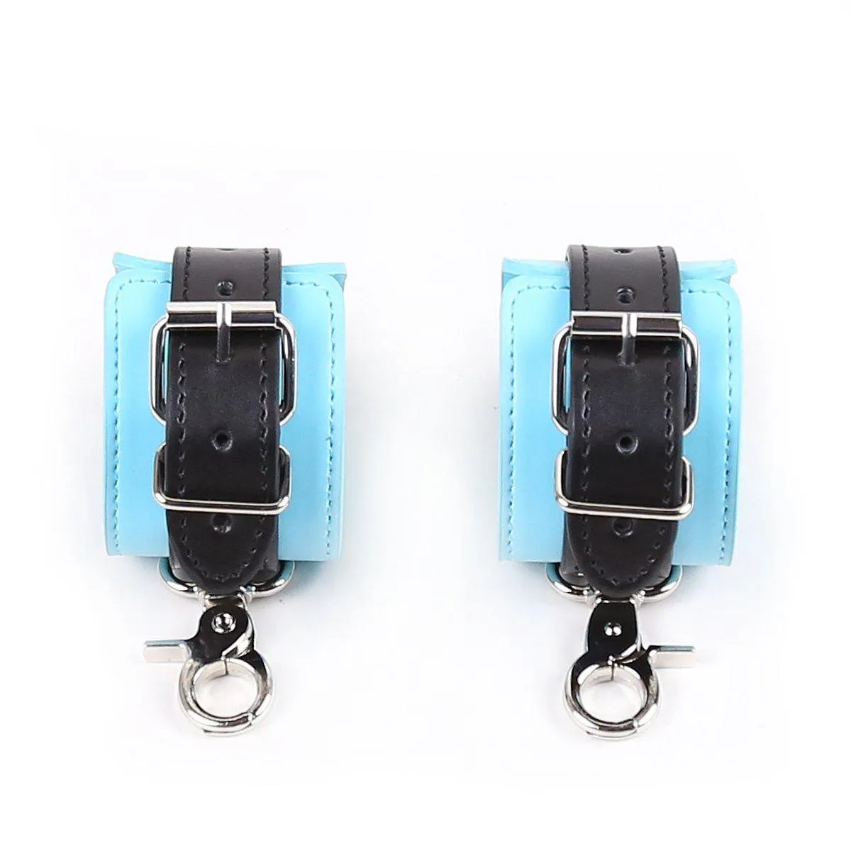 Cuff Wrist - Aqua PVC Cuff with Black Straps