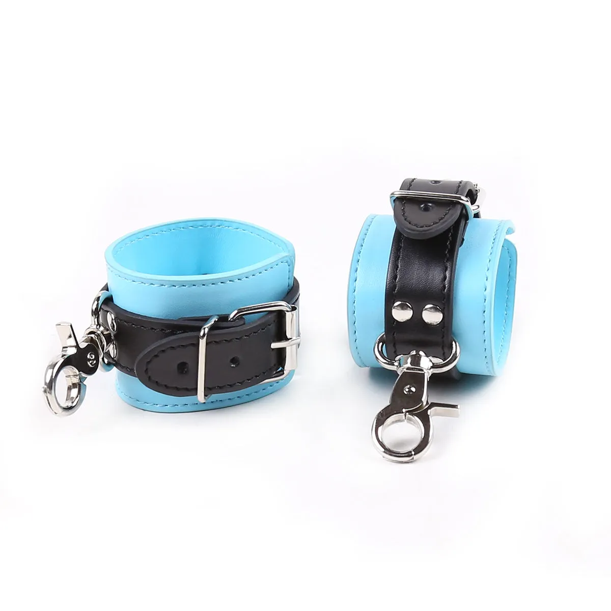 Cuff Wrist - Aqua PVC Cuff with Black Straps