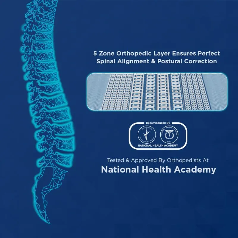 duroflex Back Magic - Doctor Recommended |5 Zone Dual Density Orthopedic Support Layer |6 Inch King Size | High Density Coir Mattress for Firm Back Support, (78X72X6 Inch, Blue)