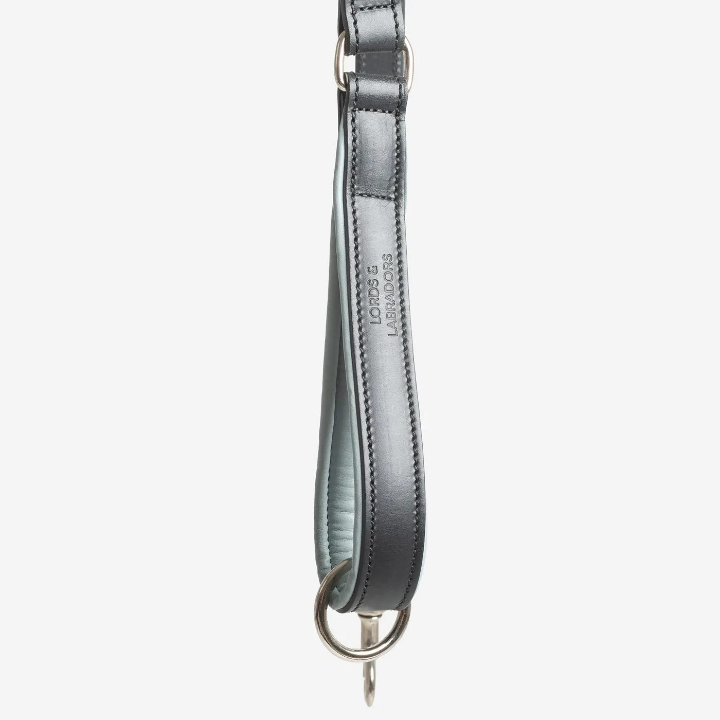 Italian Padded Leather Dog Lead in Black & Grey by Lords & Labradors