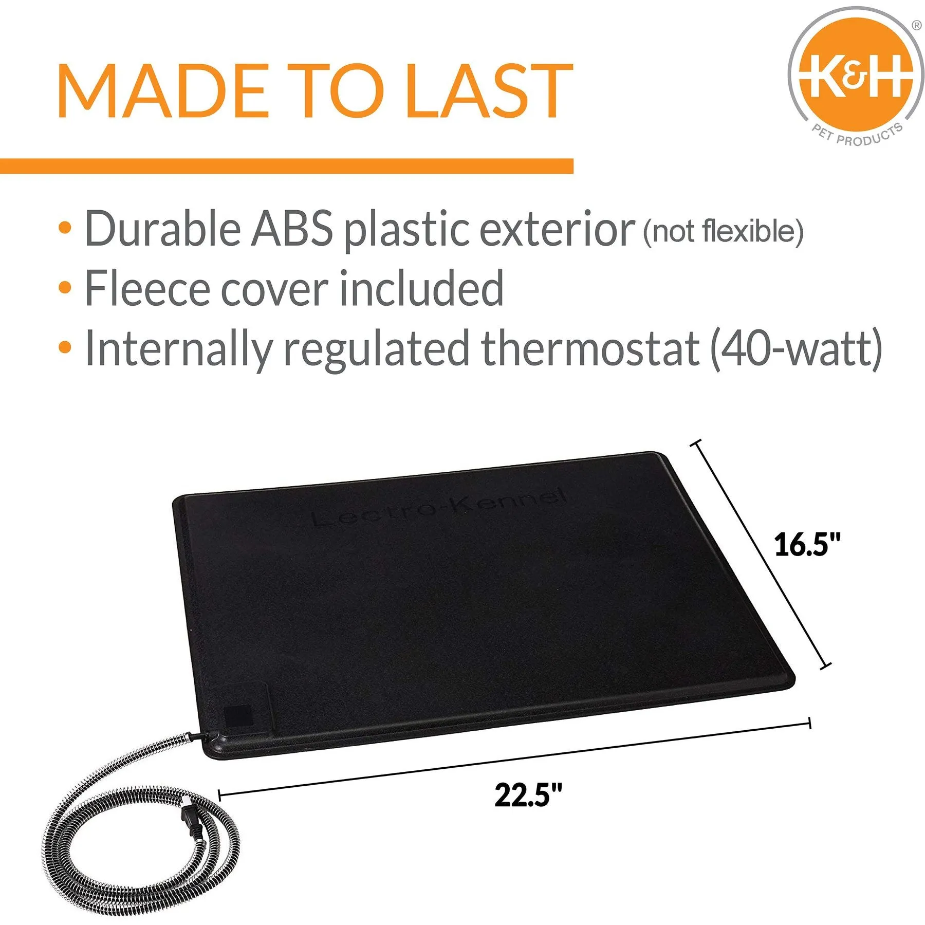 K&H Pet Products Original Lectro-Kennel Outdoor Heated Dog Pad with Cover