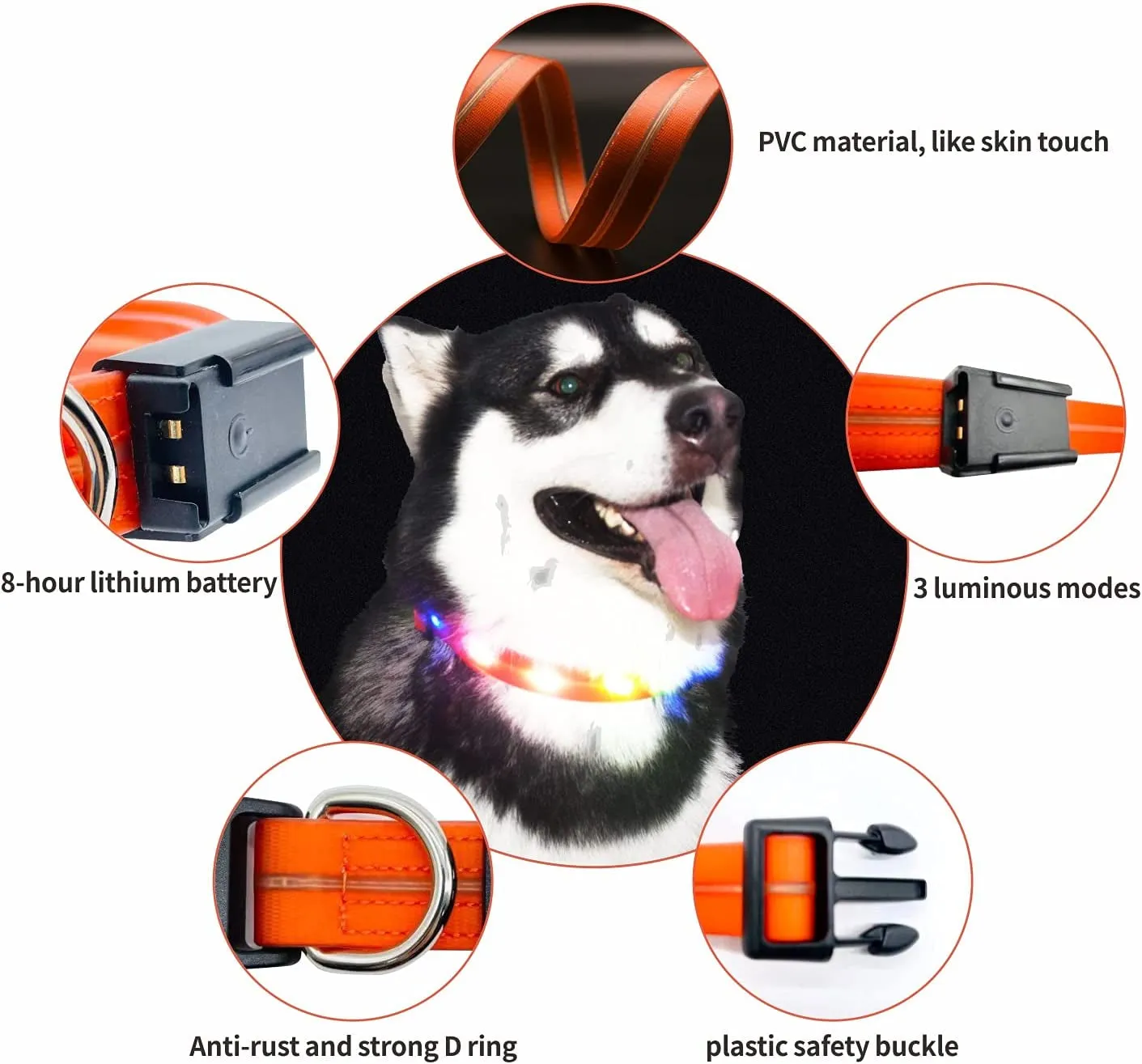 Lighted Safety Collar for Walking at Night for Dogs