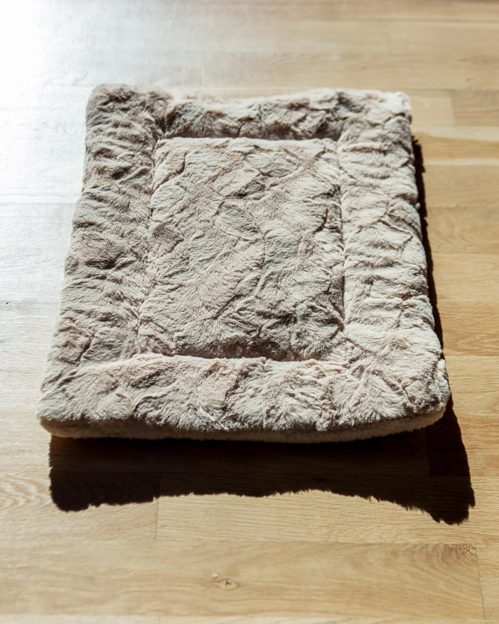 Minky Faux Fur Fleece Pet Napping Mat in Latte (Made in the USA)
