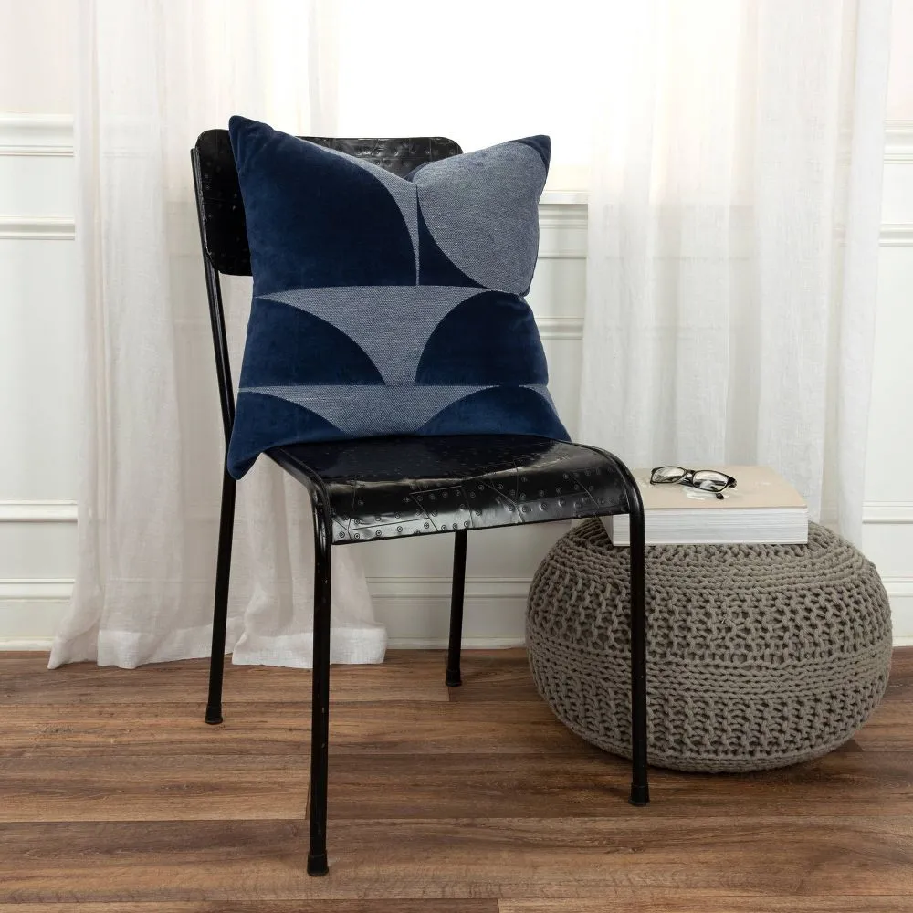 New - 20"x20" Oversize Geometric Shapes Square Throw Pillow Cover Blue - Rizzy Home