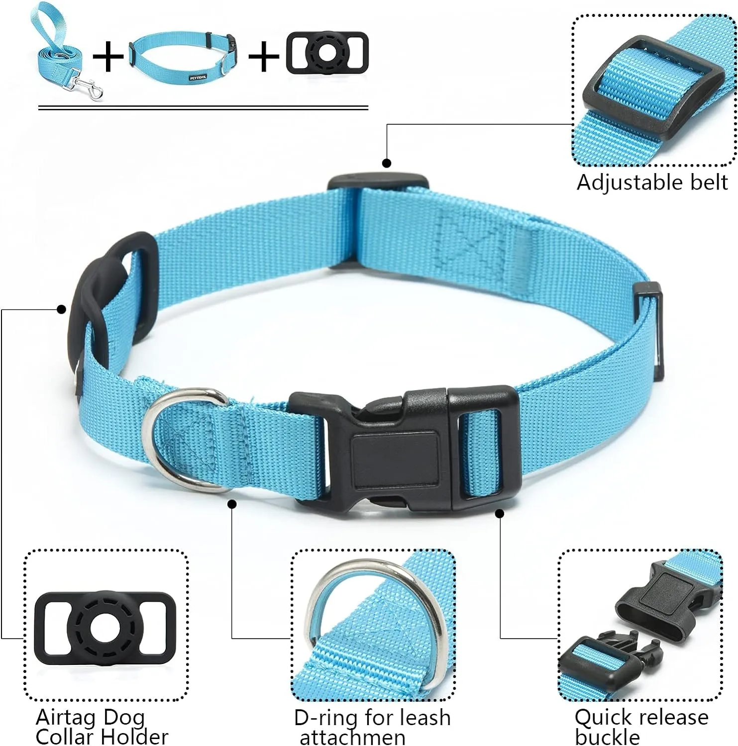 Nylon Dog Collar with Safety Locking Buckle