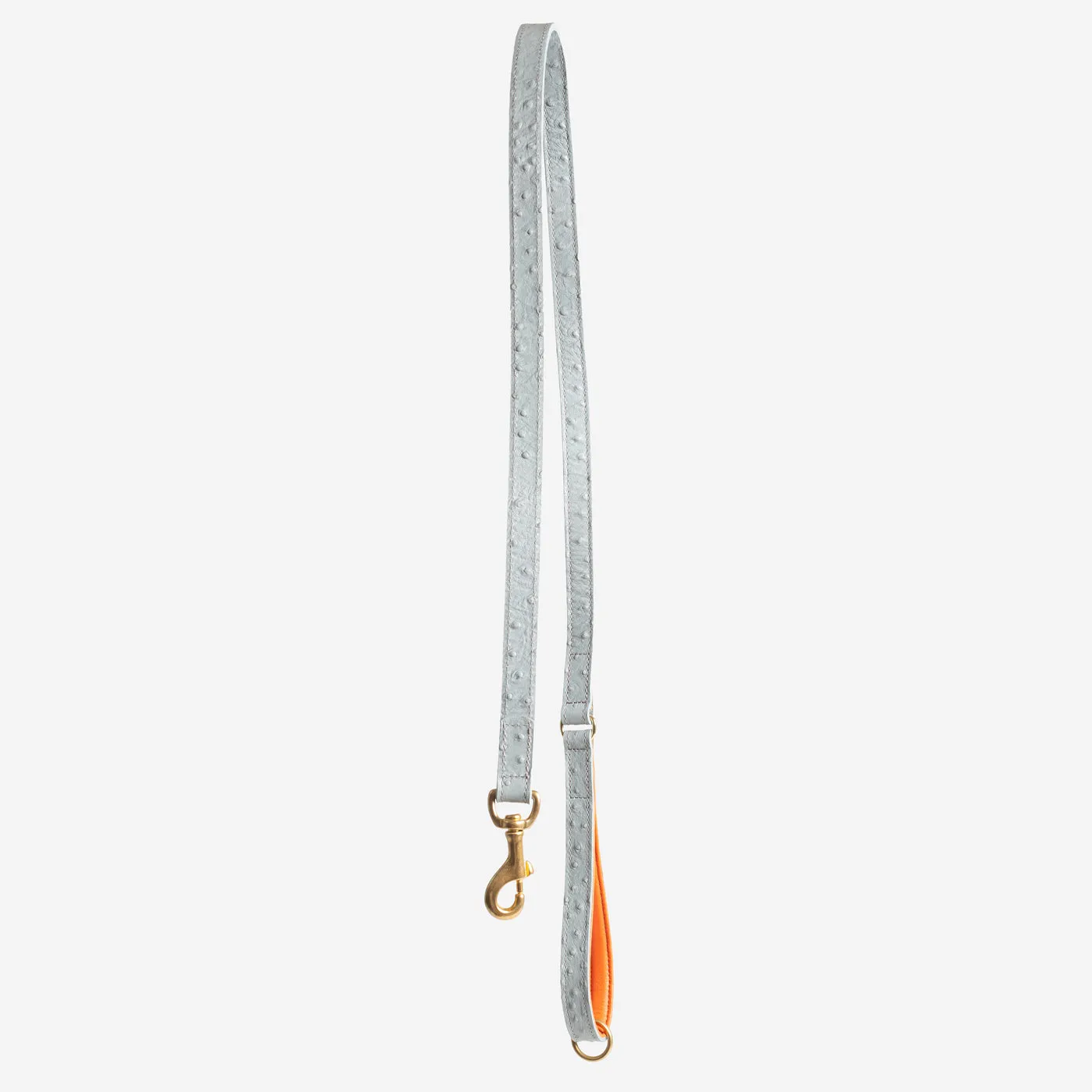 Ostrich Leather Dog Lead in Grey & Orange by Lords & Labradors