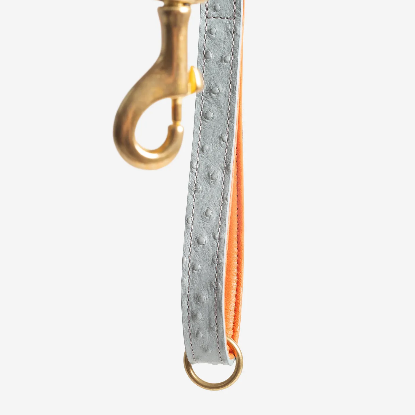 Ostrich Leather Dog Lead in Grey & Orange by Lords & Labradors
