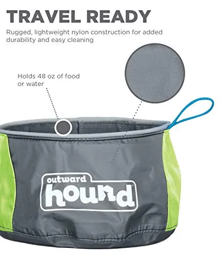 Outward Hound Port-A-Bowl Portable Dog Dish, 48 oz