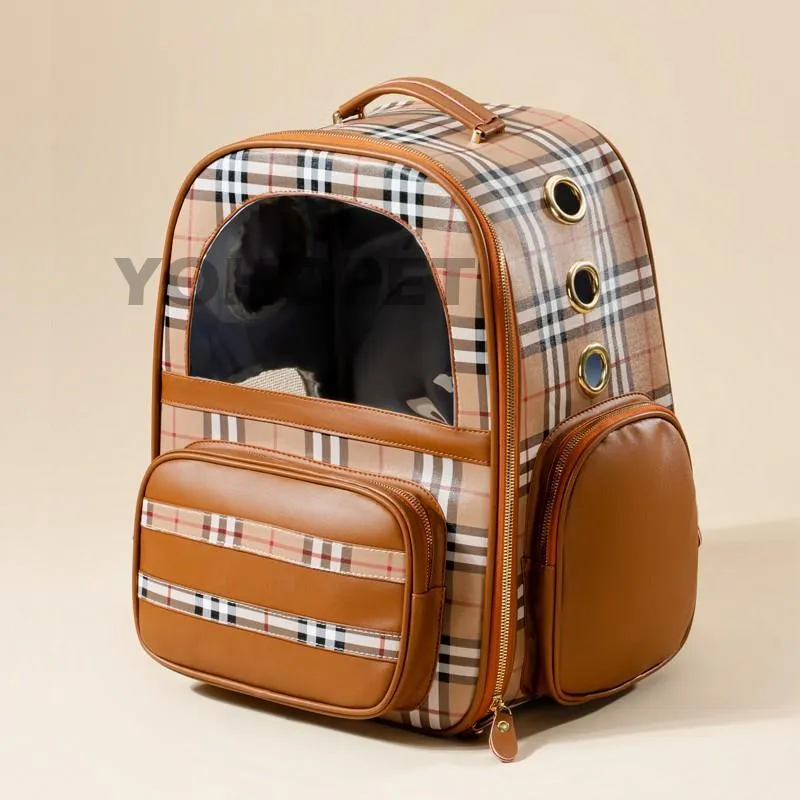 PU Leather Pet Carrier Backpack