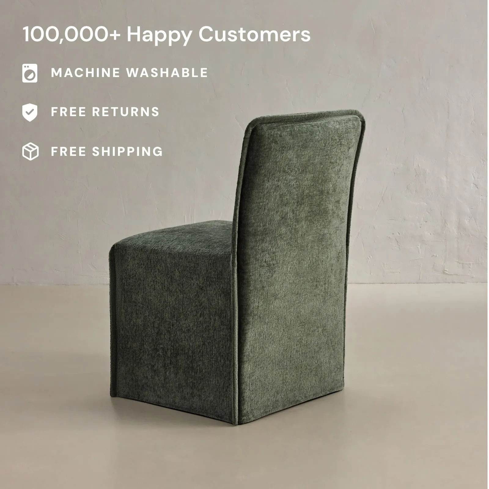Slipcover Only - Washable Upholstered Dining Chair | 15” Back Height in Willow