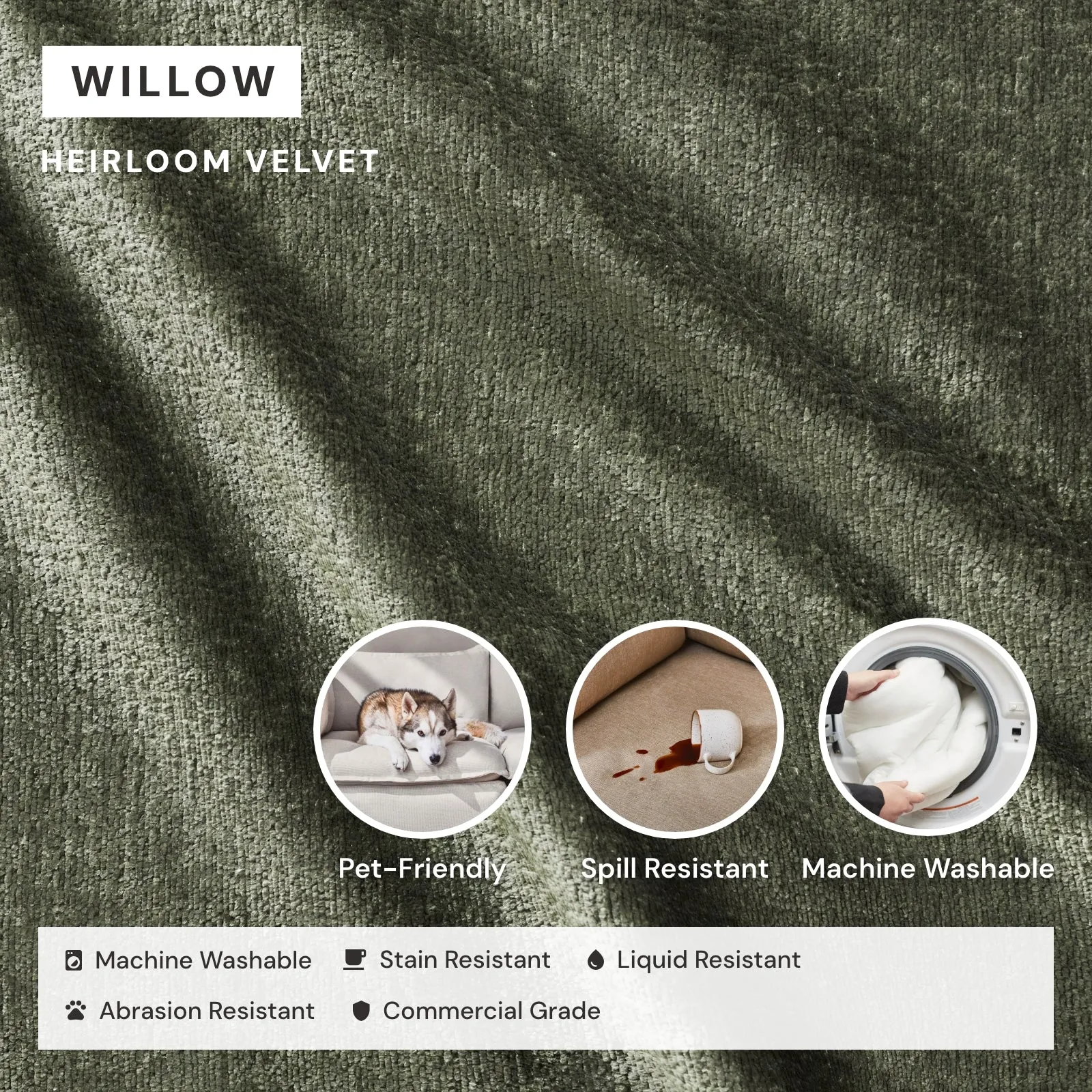 Slipcover Only - Washable Upholstered Dining Chair | 15” Back Height in Willow